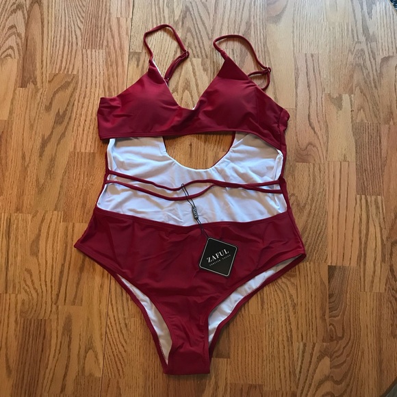 NWT Zaful Red Wine Swimsuit (XL) - Picture 2 of 15